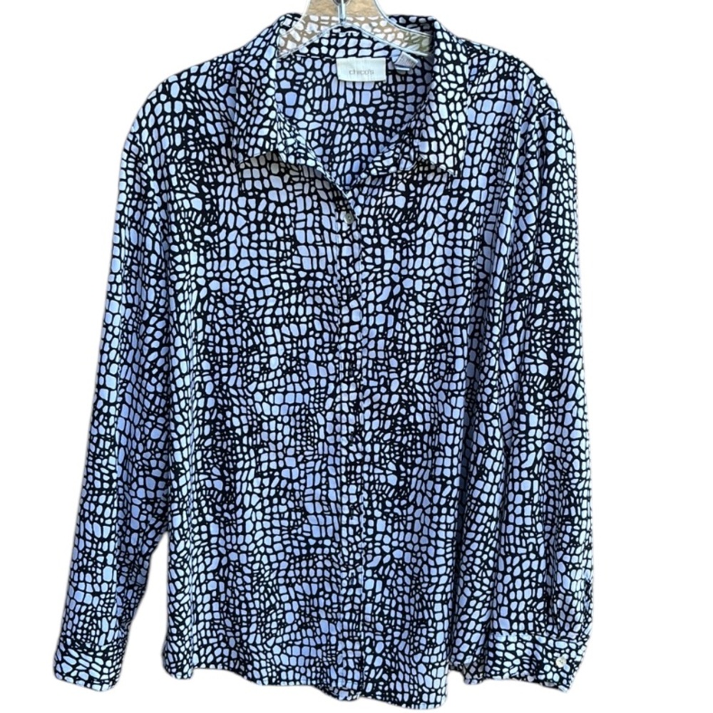 Chico’s Geo Print Giana Shirt Excellent Condition - Picture 3 of 6